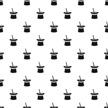 Wand in hat pattern seamless vector Stock Illustration