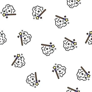 Wand magic vector seamless pattern Stock Illustration