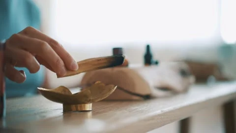 Wand of Palo Santo Magic Tree contains guaiac oil, which is used in perfumes and Stock Footage 130686133