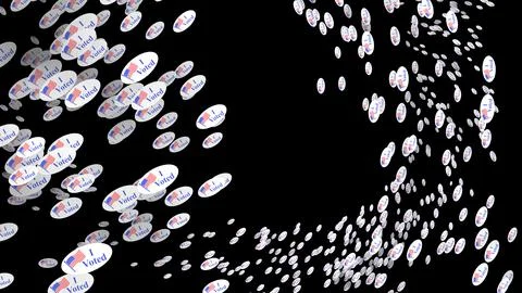 Wanded spray of white "I Voted" stickers on black background Stock Illustration