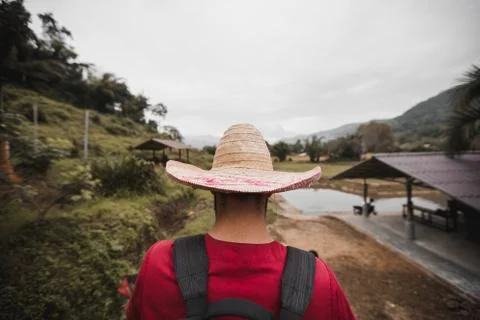 Wanderer with a hat Stock Photos