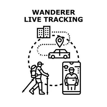 Wanderer live tracking application delivering navigation service Stock Illustration