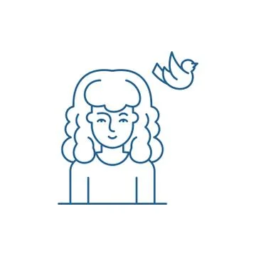 Wandering in the clouds line icon concept. Wandering in the clouds flat vector Stock Illustration