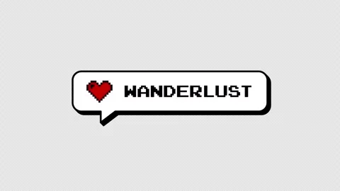 Wanderlust 8-bits pixel art comment balloon. Neubrutalism style. Stock Footage 316774683