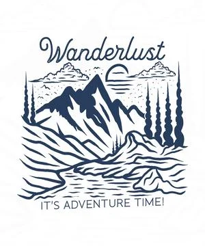 Wanderlust adventure time vector art t shirt design Stock Illustration