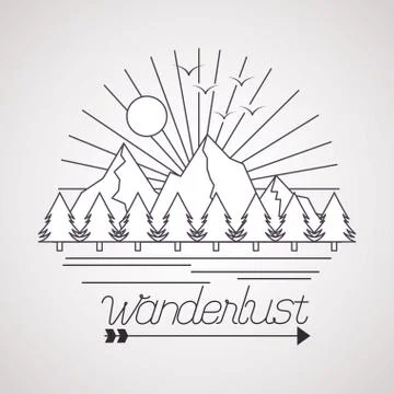 Wanderlust explore adventure landscape Stock Illustration