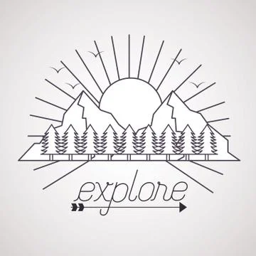 Wanderlust explore adventure landscape Stock Illustration