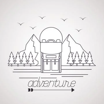 Wanderlust explore adventure landscape Stock Illustration