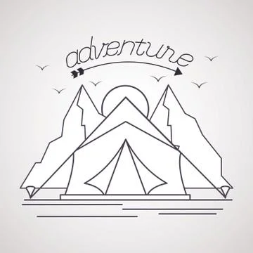 Wanderlust explore adventure landscape Stock Illustration