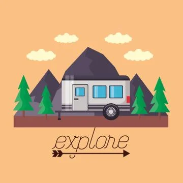 Wanderlust explore landscape Stock Illustration