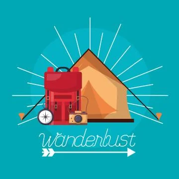 Wanderlust explore landscape Stock Illustration