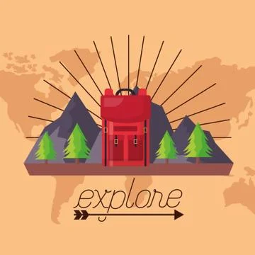 Wanderlust explore landscape Stock Illustration