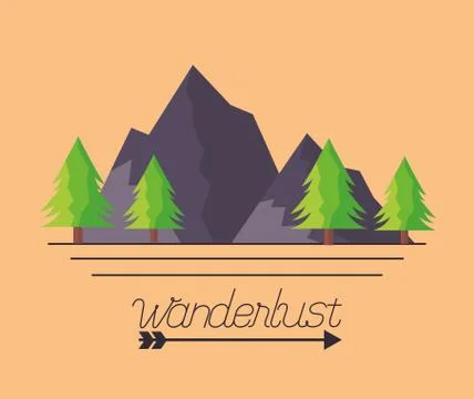 Wanderlust explore landscape Stock Illustration