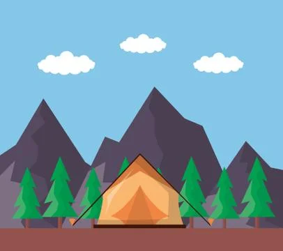 Wanderlust explore landscape Stock Illustration