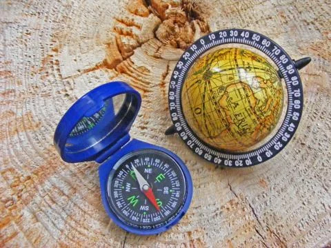 Wanderlust - globe and compass Stock Photos