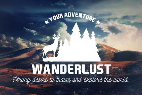 Wanderlust logo mountains Stock Photos