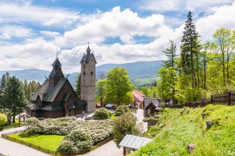 The wang temple in karpacz Stock Photos