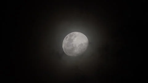 Waning Gibous Moon with Clouds Video stock 153415441