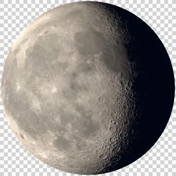 Waning Moon 2/3,  3D, with alpha Stock Illustration