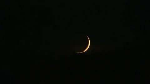 Waning Moon Night Stock Footage 80394633