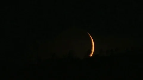 Waning Moon Night Stock Footage 80395192