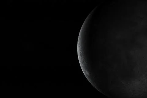 Waning moon satellite in the outer space. 3d render Stock Illustration