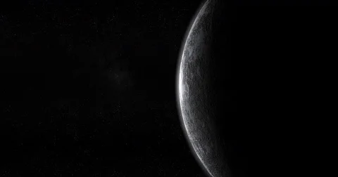 Waning moon satellite rotating in outer space Stock Footage 81218964