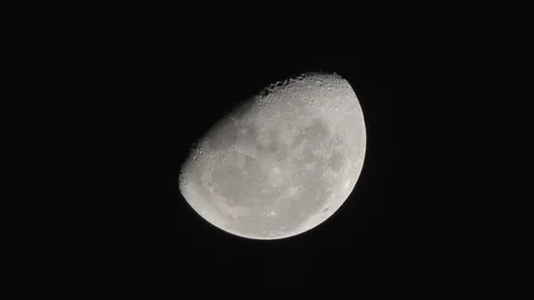 Waning Moon - Third Quarter - Real Time Footage - Crystal Clear Stock Footage 79871804