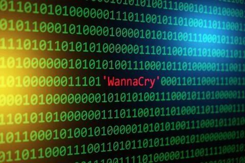 The WannaCry and Binary code Concept Security and Malware attack Stock Photos
