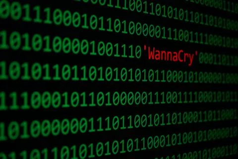 The WannaCry and Binary code Concept Security and Malware attack Stock Photos