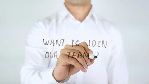 Want To Join Our team, Man Writing on Glass Stock Footage