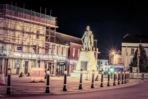 Wantage Town Centre at night in lockdown Foto stock