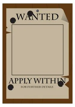 Wanted, Apply Within Poster Stock Illustration
