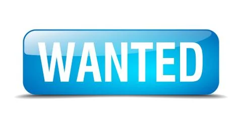 Wanted blue square 3d realistic isolated web button 스톡 일러스트