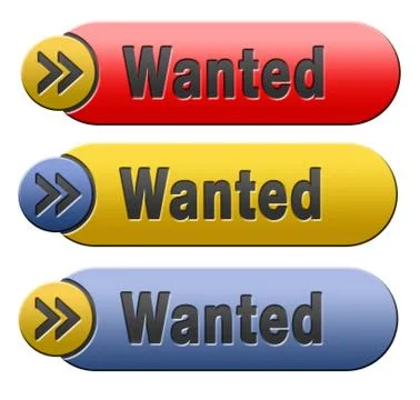Wanted button Stock Illustration