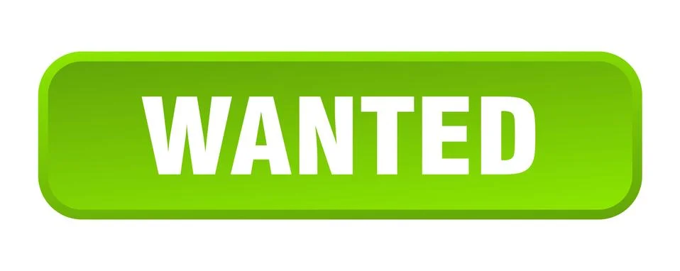 Wanted button. wanted square 3d push button Illustrazione stock