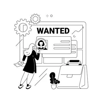 Wanted employees abstract concept vector illustration. Ilustração Stock