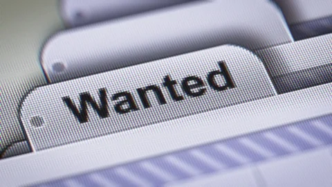 "Wanted" on the File. Video stock 73814936
