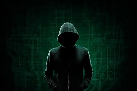 Wanted Hacker is Coding Virus Ransomware Using Abstract Binary Code. Cyberattack Stock Photos