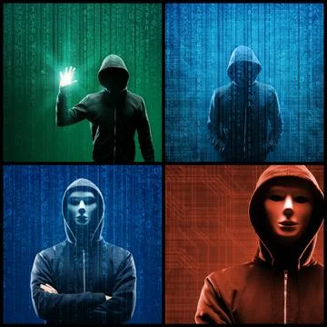 Wanted Hacker is Coding Virus Ransomware Using Abstract Binary Code. Concept of Stock Photos