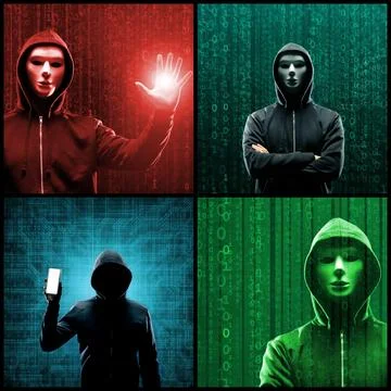 Wanted Hacker is Coding Virus Ransomware Using Abstract Binary Code. Concept of Stock Photos