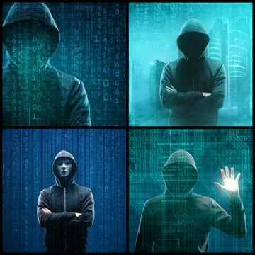 Wanted Hacker is Coding Virus Ransomware Using Abstract Binary Code. Concept of Stock Photos
