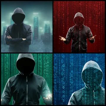 Wanted Hacker is Coding Virus Ransomware Using Abstract Binary Code. Concept of Stock Photos