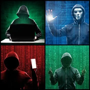 Wanted Hacker is Coding Virus Ransomware Using Abstract Binary Code. Concept of Stock Photos