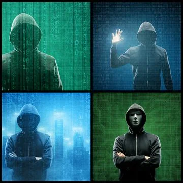 Wanted Hacker is Coding Virus Ransomware Using Abstract Binary Code. Concept of Stock Photos
