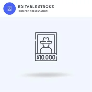 Wanted icon vector, filled flat sign, solid pictogram isolated on white, logo Illustrazione stock