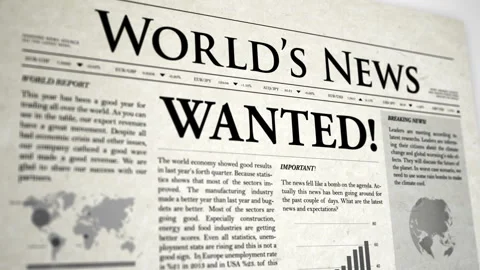 Wanted Newspaper Headline and Graphs Stock Footage 154915099
