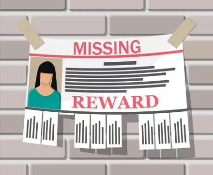 Wanted person paper poster. Missing announce Stock Illustration
