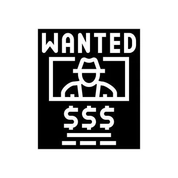 Wanted poster glyph icon vector illustration Stock Illustration