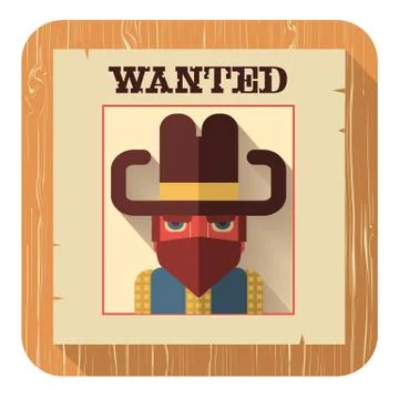 Wanted poster icon.vector flat style Stock Illustration